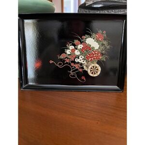 Vintage Lacquerware Mini Tray - Floral Cart